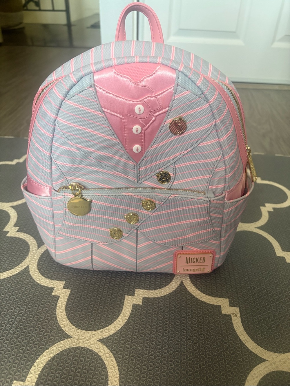 Authentic Original Wicked Loungefly Mini Backpack Pink & Gray